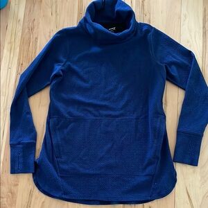 Women's Blue textured jacquard funnel neck tunic